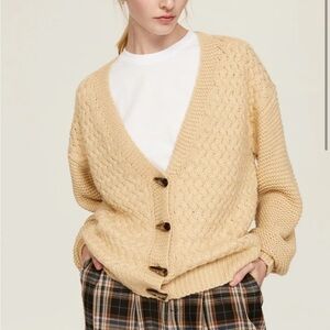 Pamela Love Cream Cardigan Sweater Textured Knit